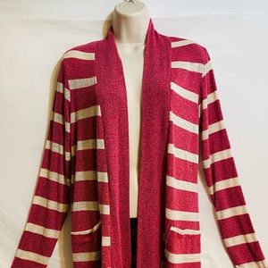 MOD LUSIVE Womens Size Small Pink/White Cardigan